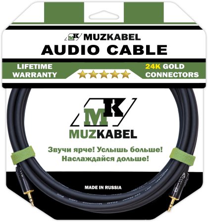 Аудио кабель MUZKABEL MFXMK1B - 2 метра, MINI JACK (3.5) - MINI JACK (3.5)