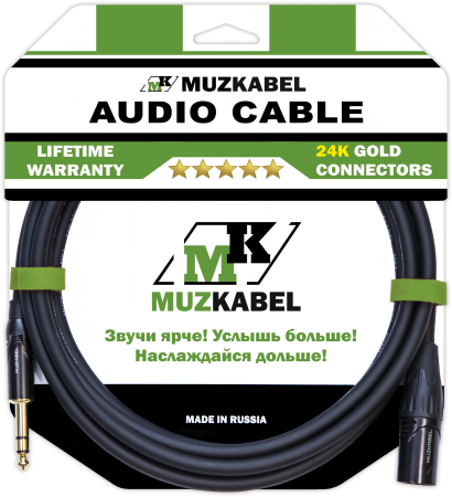 Аудио кабель MUZKABEL SJXMK2 - 1,5 метра, XLR (папа) - JACK (стерео)